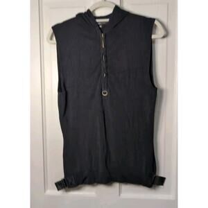 BCBG MaxAzria Women's Black Sleeveless Hooded Top XL(734)